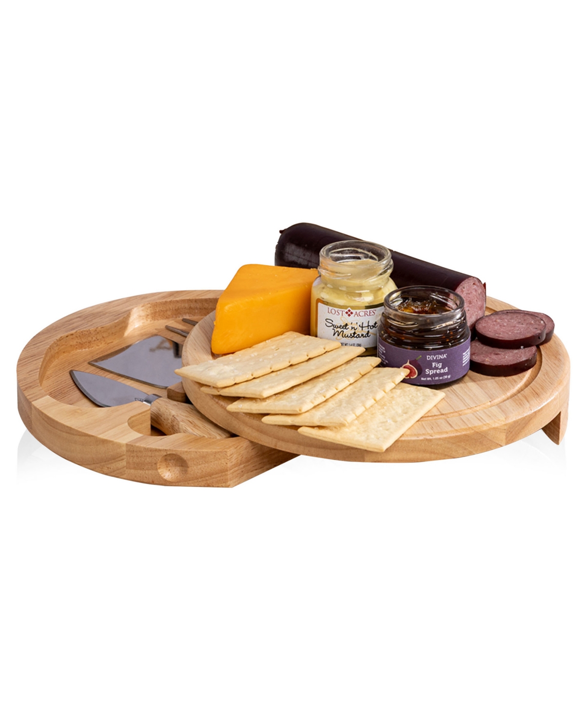 Toscana Brie Cheese Board With Gourmet Gift Pack, 5-piece In Brown