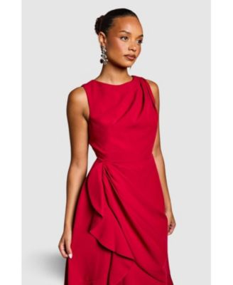 Women's Crepe Ruffle Low Back Dress
