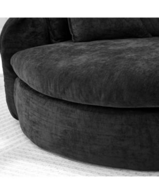 Full-Compressed Round Chaise Sofa, Black