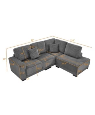 Streamdale 93" L-Shaped Sectional Sofa with Reversible Chaise Lounge (Grey