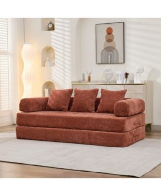 Comfy Convertible Folding Mattress Couch, Floor Sofa Bed - Orange