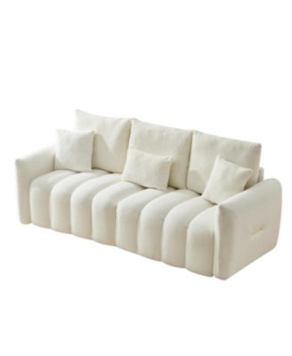 78" Teddy Fabric Sofa with Pillows & Solid Wood Frame