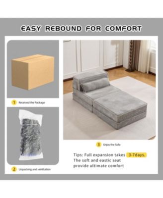 Streamdale Compression Sofa, Convertible Floor Sofa Bed, Modular Sectional Sofa, Grey