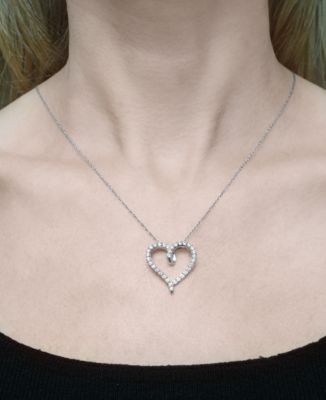 Diamond Heart Pendant Necklace (1 ct. t.w.) in 10k White Gold