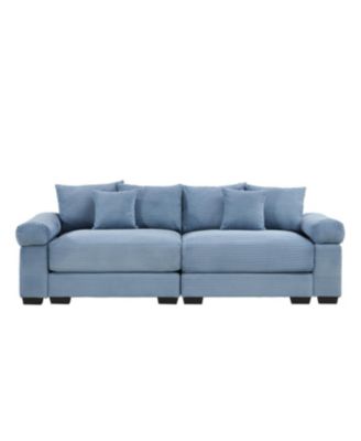 Streamdale 92" Oversized Cloud Modular Sectional Couch, Corduroy, Blue