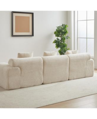 Streamdale Corduroy Modular Sofa with 4 Configurable Modules & 3 Pillows