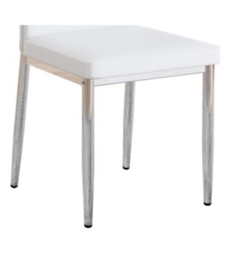 Streamdale Set of 4 Silver & White Dining Chairs, 37" High, Ergonomic PU Backrest