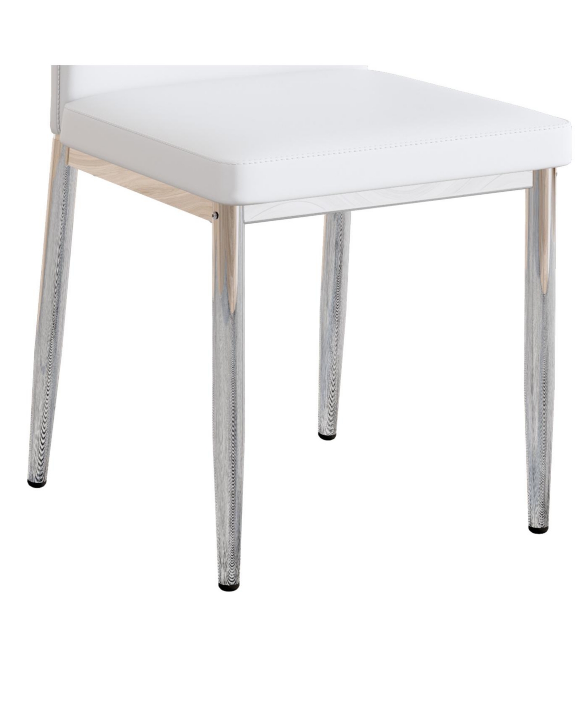 Streamdale Furniture Streamdale Set of 4 Silver & White Dining Chairs, 37" High, Ergonomic Pu Backrest