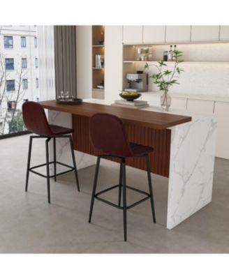 Streamdale White Marble Look Kitchen Island with LED Lighting