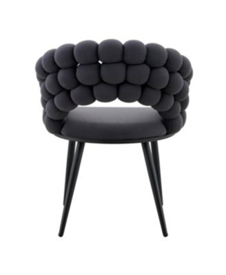 Streamdale Set of 2 Gray Velvet Dining Chairs with Black Legs