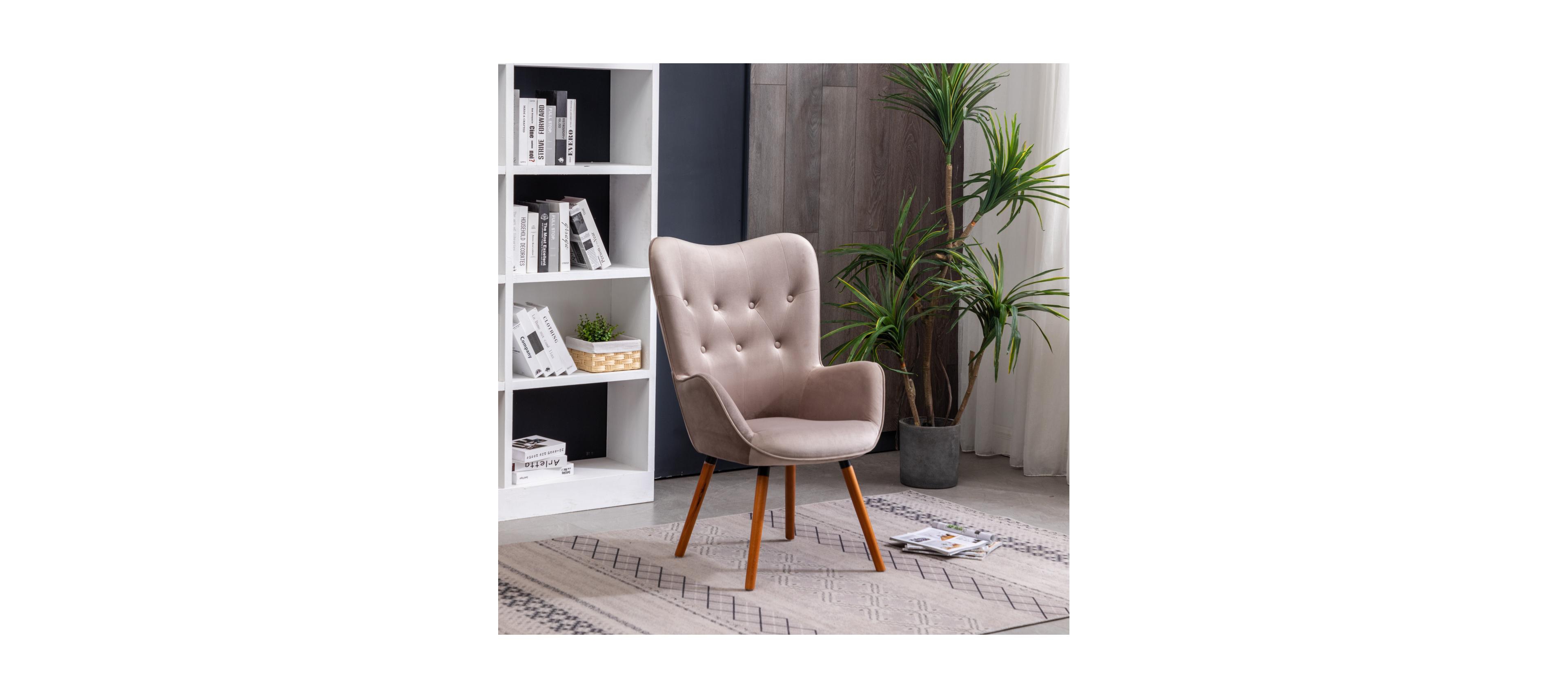 Streamdale Contemporary Silky Velvet Tufted Button Back Chair, Chocolate