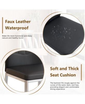 Streamdale Set of 6 Black & Silver Dining Chairs, 37" High, Ergonomic PU Backrest