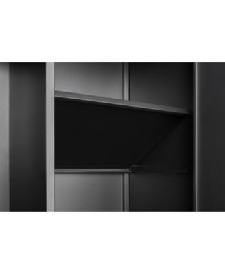 Streamdale Black Metal Large Wardrobe with Hanging Rod & Compartments, Lockable Closet