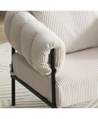Streamdale Modern Teddy Fleece Upholstered Chair with Gold Metal Legs, Creamy White