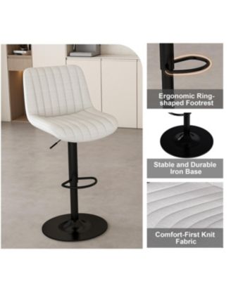 Streamdale Adjustable Swivel Bar Stools with Backrest & Soft Knit Fabric (Set of 2)