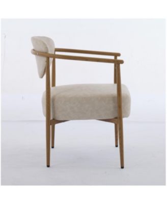 Streamdale Beige PU dining/living/bedroom chair with foam seat/back, metal frame, wood grain visual.