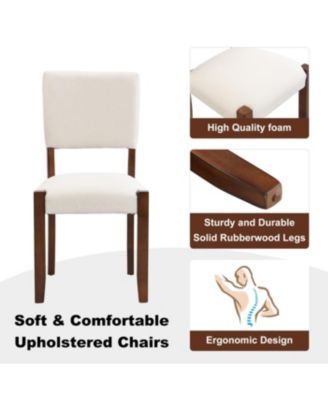Streamdale Upholstered Dining Chairs Set of 4, Ergonomic Kitchen Chairs with Solid Rubber Wood Legs, Beige