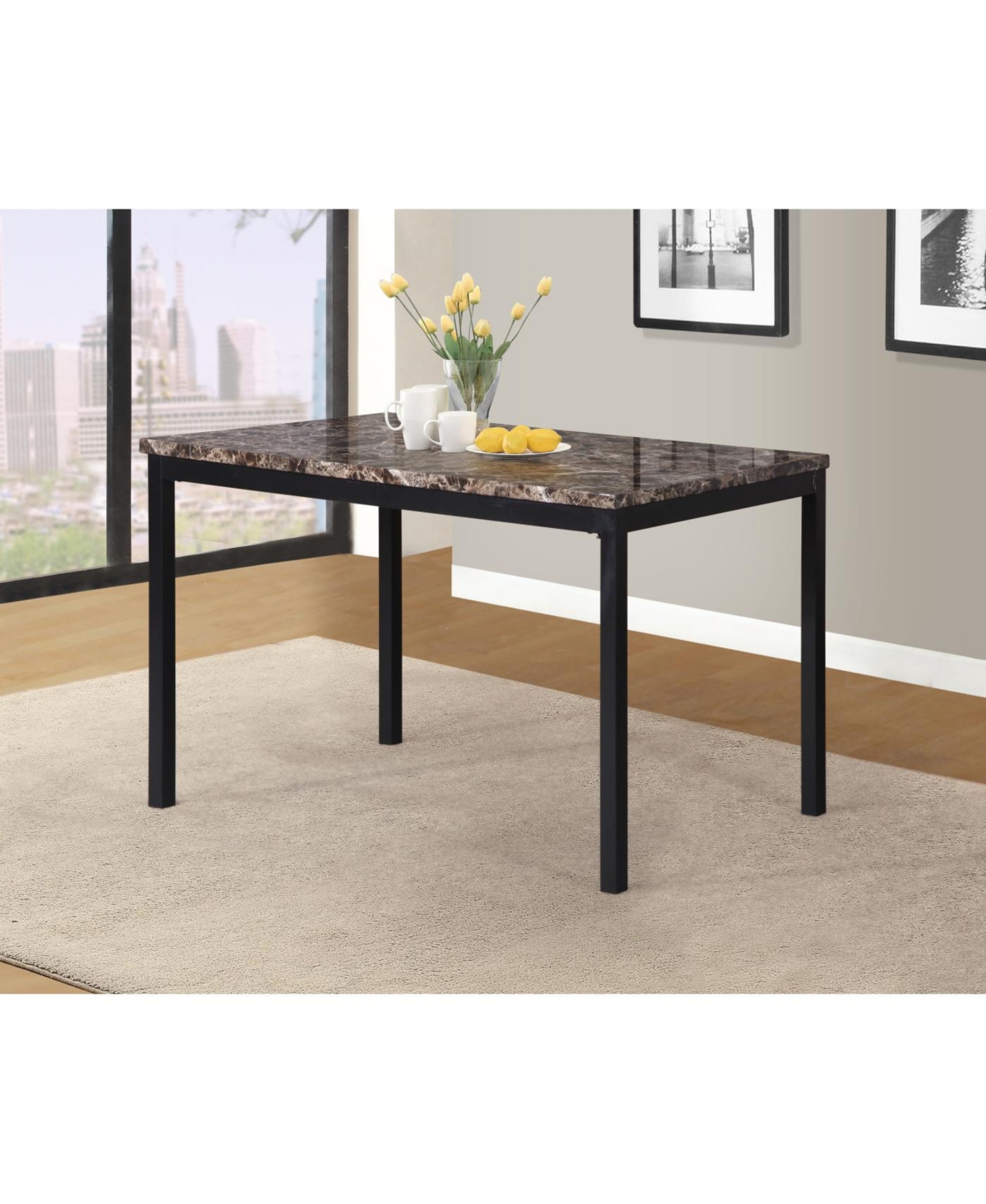 Streamdale Furniture Streamdale 5 Piece Metal Dinette Set with Laminated Faux Marble Top, Gray