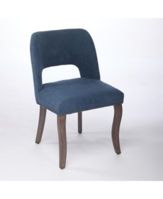 Streamdale Wooden Dining Chairs Set of 2, Modern Fabric Upholstered Kitchen Chairs, Blue