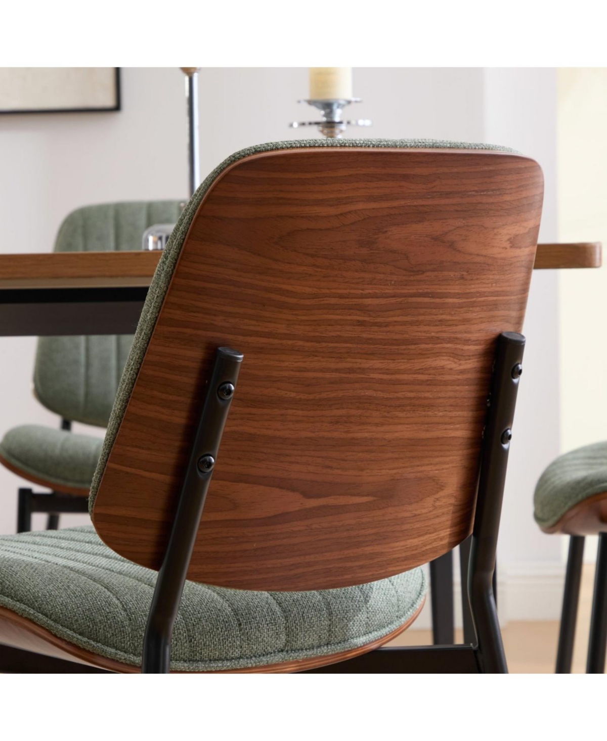 Streamdale Furniture Dining Chairs Set of 2 Mid Century Modern Retro Linen Chair (Olive Green)