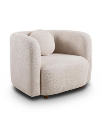 Accent Square Sofa Chair, Boucle Fabric Upholstered Single Cloud Couch Chair