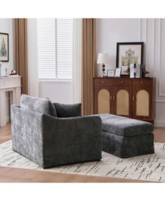 Streamdale Modern Farmhouse Performance Chair with Ottoman, Charcoal