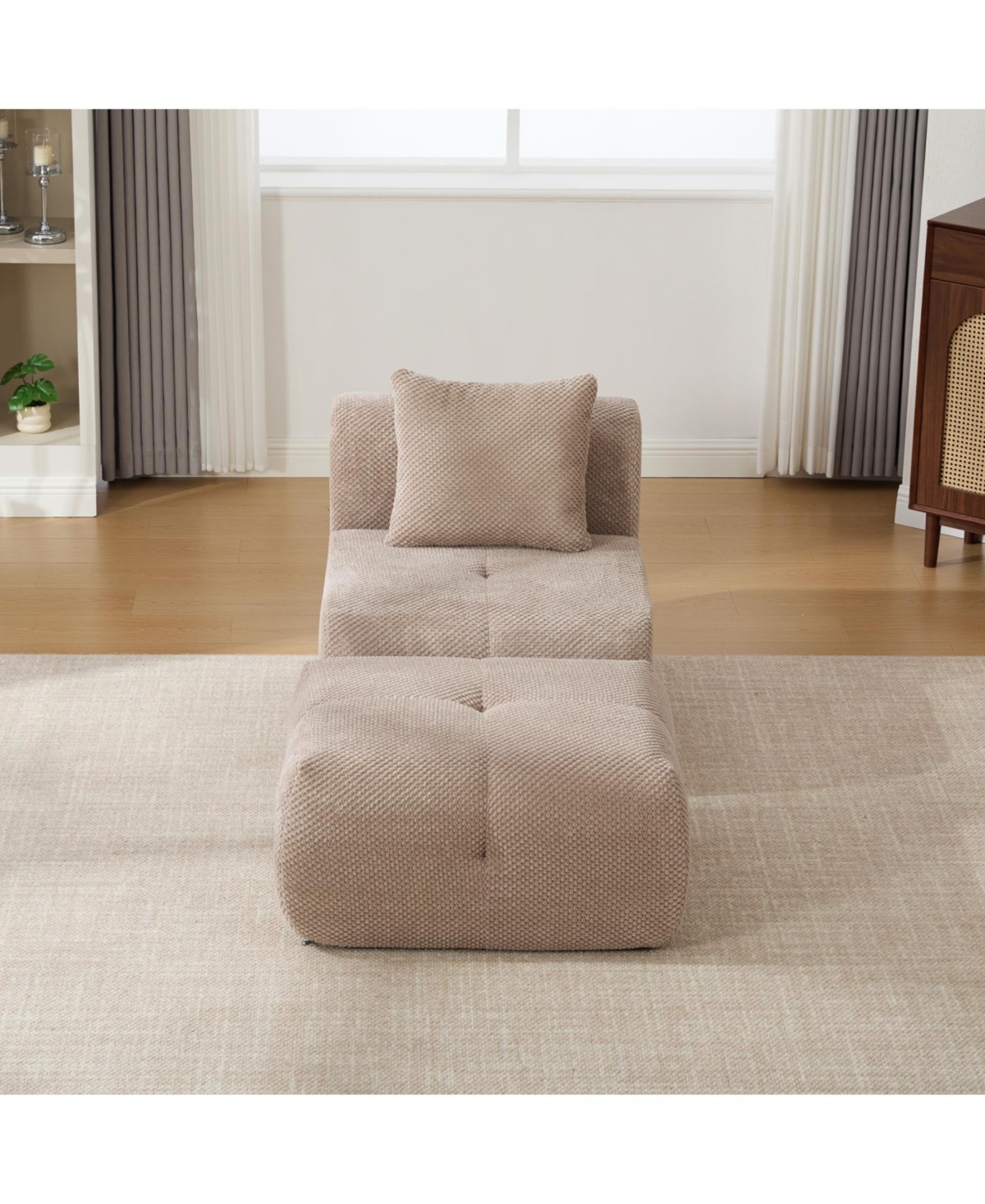 Streamdale 31" Modular Cloud Armless Chair with Ottoman Set, Taupe