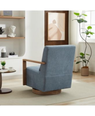 Streamdale 30.3"W Swivel Upholstered Chair with Solid Wood Armrests - Pale Blue