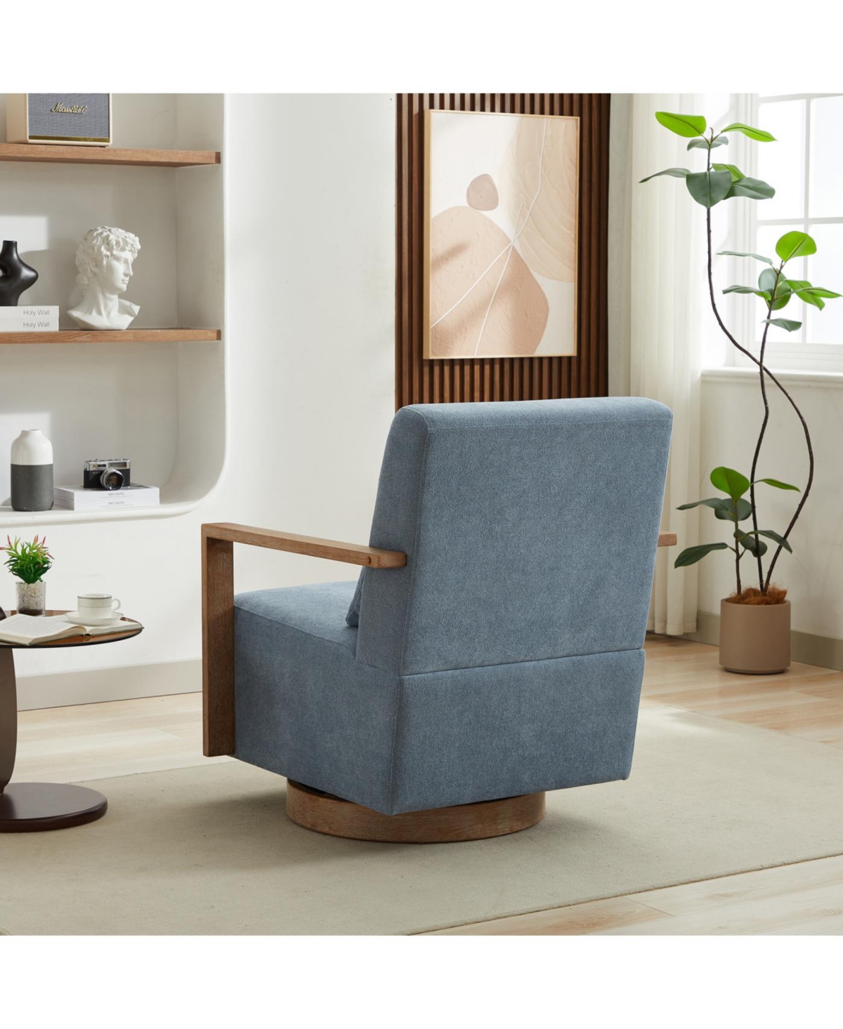 Streamdale 30.3"W Swivel Upholstered Chair with Solid Wood Armrests