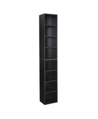 8-Tier Media Tower Rack CD DVD Slim Storage Cabinet with Adjustable Shelves