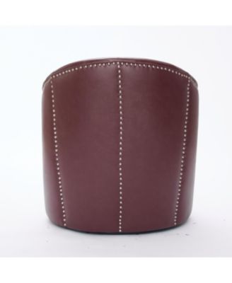 Streamdale Dark Red Leather Swivel Chair, Mid-Century Modern Lounge Chair