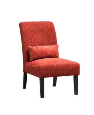 Streamdale Pisano Contemporary Chenille Fabric Armless Chair with Pillow, Red