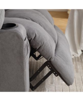 Heated Grey Swinging Recliner Massage Sofa with USB & Cup Holders
