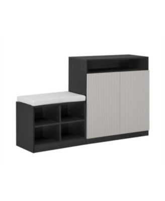 Streamdale Livingroom Cabinet with Shoe Bench, 2 Doors, 3-Tier Shelves, Entryway Bench, 4 Shoe Racks