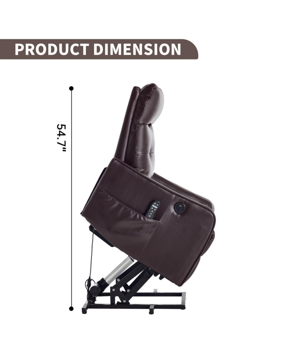Streamdale Furniture Brown Pu Power Lift Recliner with Massage
