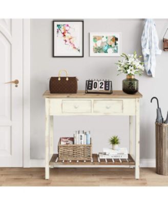 Streamdale Vintage Two-Drawer Console Table with Open Shelf