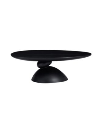 Streamdale Lucky Stone Oval Coffee Table, Modern Minimalist Fiberglass Center Table, Black
