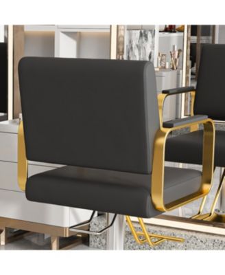 Hydraulic Salon Chair - 360 Swivel Barber Stylist Chair (Black+Gold)