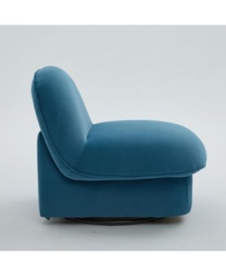Velvet Swivel Chair with 360-degree Metal Base