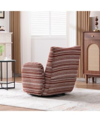 Streamdale Modern Style Swivel Leisure Chair with Striped Armrest