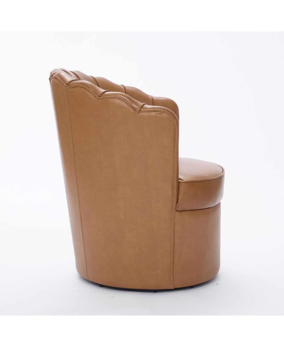 Streamdale Light Brown Petal Swivel Chair - 360 Spin, Genuine Leather Wing-Back Desk Chair