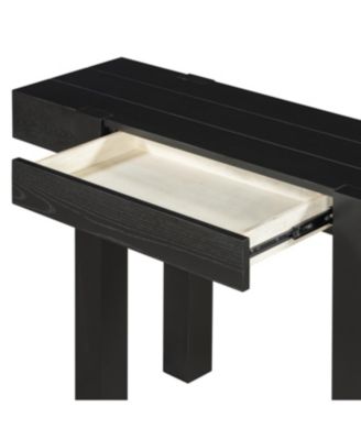 Streamdale Rustic Minimalist Console Table with Hidden Drawer & Power Outlet (Black)