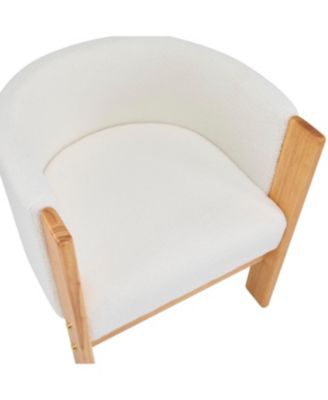 Upholstered Dining Chairs Set of 2, White Boucle Fabric, Modern Armchairs