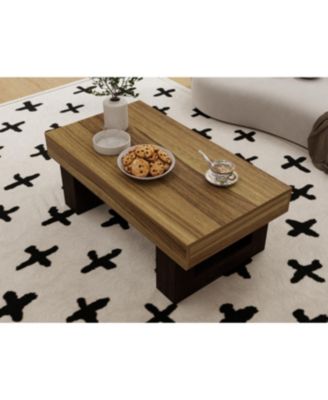 Streamdale 42" Rustic Brown Wood Farmhouse Coffee Table with Sturdy Base