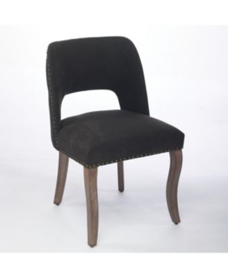 Wooden Dining Chairs Set of 2, Modern Fabric Upholstered Kitchen Chairs, Black