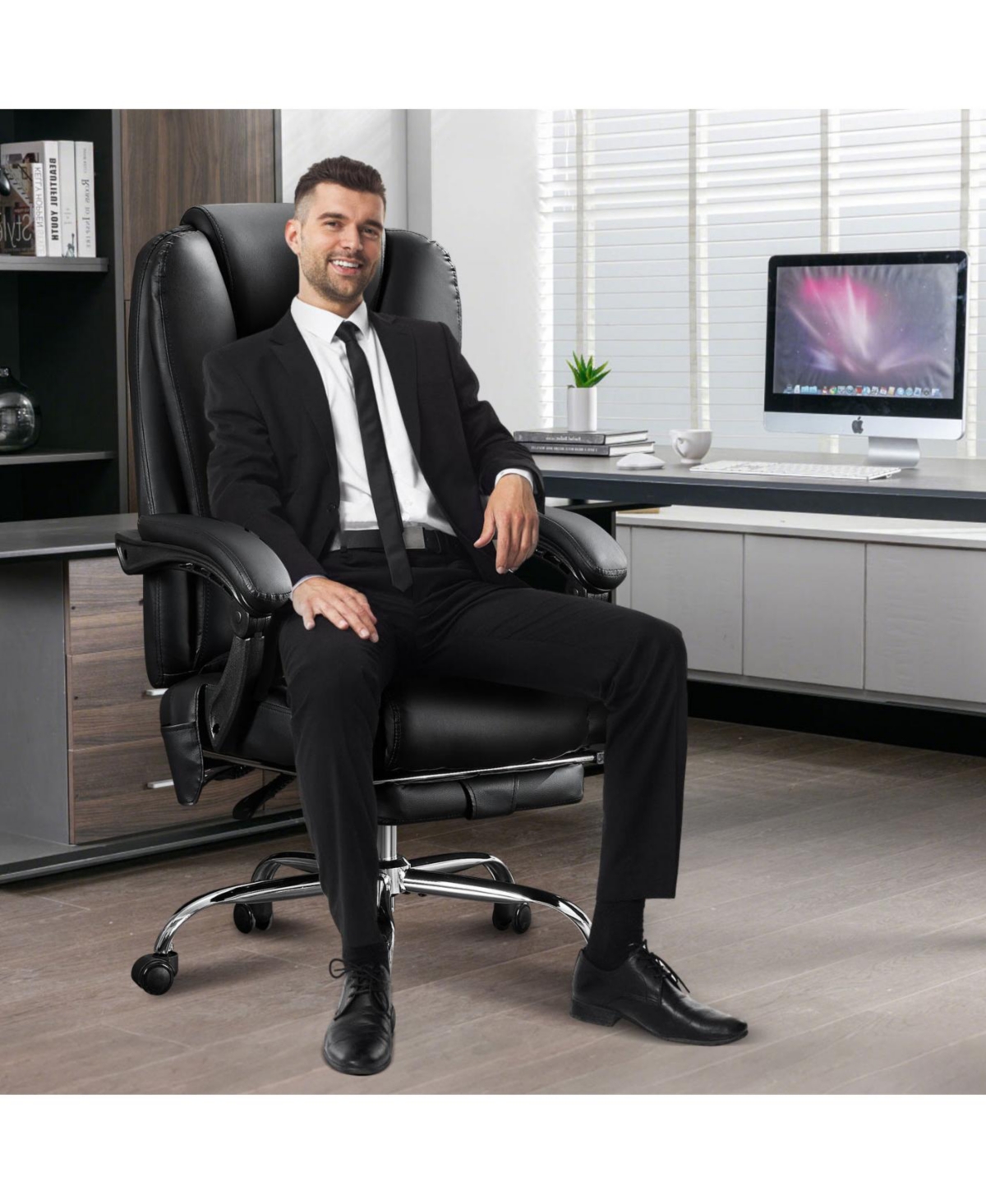 Streamdale Furniture Streamdale Massage Office Chair with Heat, Vibration, Foot Rest & Reclining Backrest