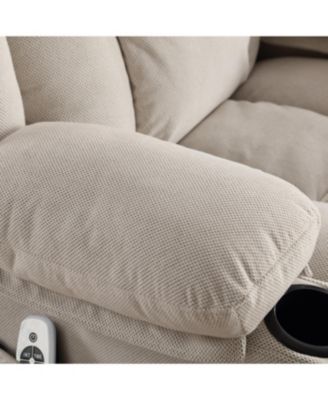 Swinging recliner massage heated sofa with USB and cup holders (Beige