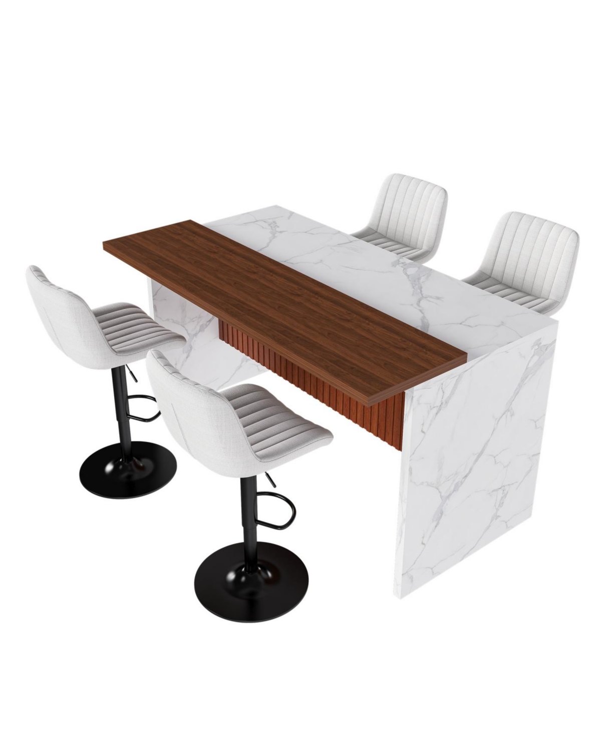 Streamdale Modern Kitchen Island Set with 4 Beige Bar Stools
