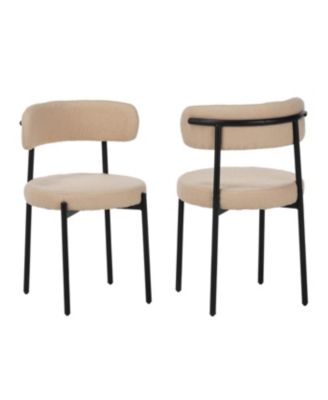 Streamdale Medieval modern dining chair set, 4 pcs, round seat, black metal legs, beige