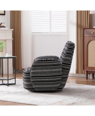 Streamdale Modern Style Swivel Leisure Chair with Striped Armrest